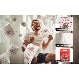 Gagift World Funny Toilet Paper, Valentines Day Gifts for Him Her, Novelty Poop Toilet Paper Roll White Elephant Gag Gift Ideas for Christmas Birthday Anniversary