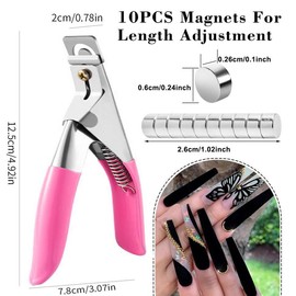 Stainless Steel Nail Clipper, 1 Count Portable U-shaped Nail Trimmer with 10pcs Nail Measuring Magnets, Professional Manicure Tool for Home & Salon Use, Nail Supplies, Valentine's Day Gift