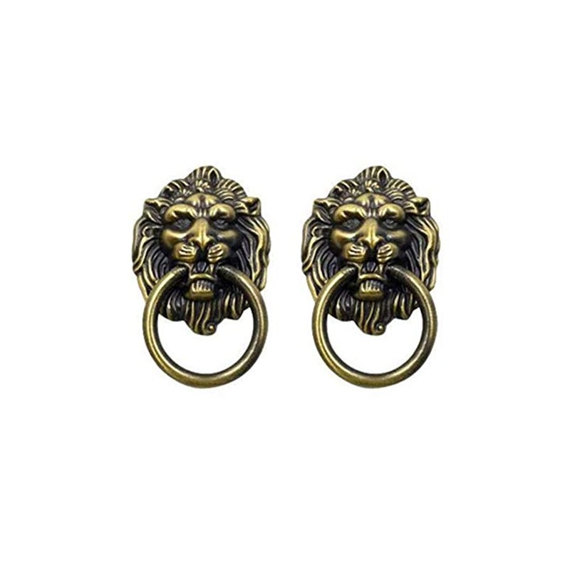 BfyBest 2Pack Cabinet Knobs Pulls Lion Head Ring Pulls Handle