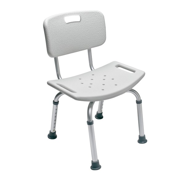 Lumex Platinum Collection Shower and Bath Chair with Backrest and Tool-Free Height Adjustment, 7921R-1