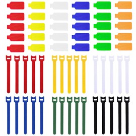 60 Pcs Multicolor Write On Cable Labels and Reusable Fastening Cable Ties Sets, 30 Pcs Cord Labels Wire Labels and 30 Pcs Fastening Cable Ties Cord Organizer for Cord Management Home Office Supplies