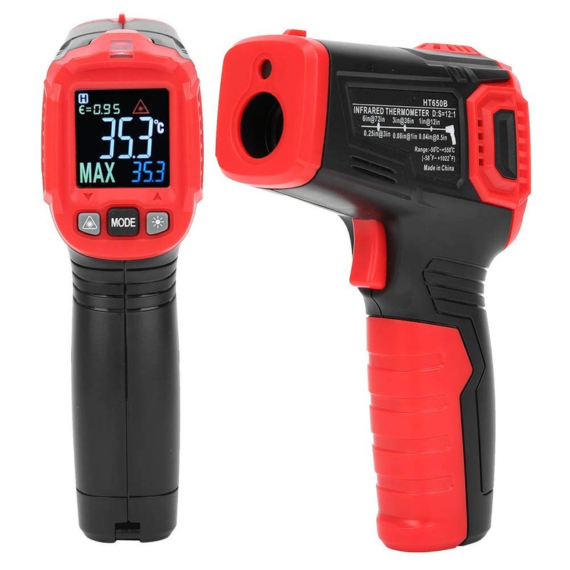 Ooni HT650B Digital Thermometer, Industrial Non-Contact Temperature Gun IR Thermometer