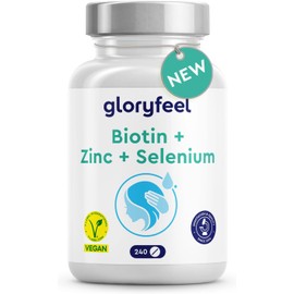 Biotin Hair Growth Tablets - Complex with Zinc and Selenium - Hair, Skin and Nail Supplements for Men & Women - 240 Tablets - 100% Vegan