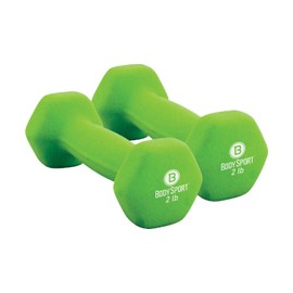Body Sport Neoprene Dumbbell Weight, 2 lb. (2-Pack) - Latex-Free, Strength Training Equipment for Home Fitness & Gym Workouts (Light Green)