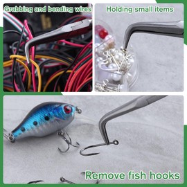 SPEEDWOX Mini Bent Needle Nose Pliers With Teeth 5" 45-Degree Bent Long Nose Pliers With Serrated Jaw Needle Remover Pliers Fishing Tools Precision Pliers For Jewelry Making And Small Object Gripping