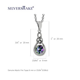 Silvershake Mystic Fire Topaz 925 Sterling Silver Celtic Knot Drop Pendant with 18 Inch Chain Necklace