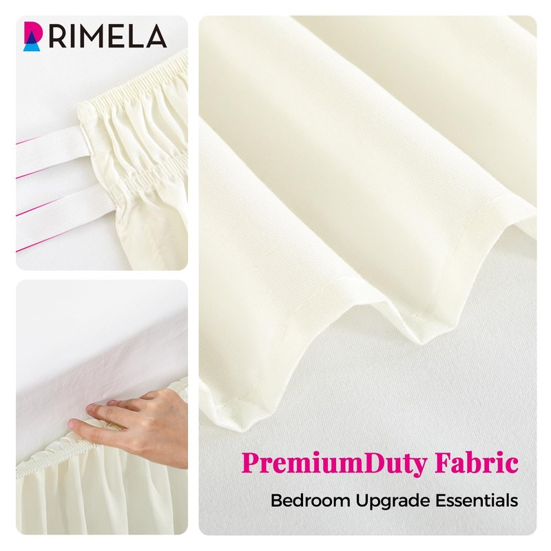 RIMELA Bed Skirt King Size Ivory 18 Inch Drop, Wrap