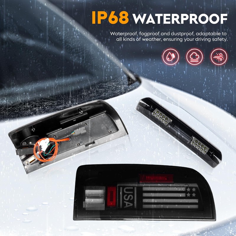 Bomusou LED Tail Lights + 3rd Brake Light Kit Fit