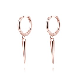 SLUYNZ Sterling Silver Spike Small Hoop Earrings for Women Teen Girls Geometric Hoop Earrings Huggie (D-Rose Gold)
