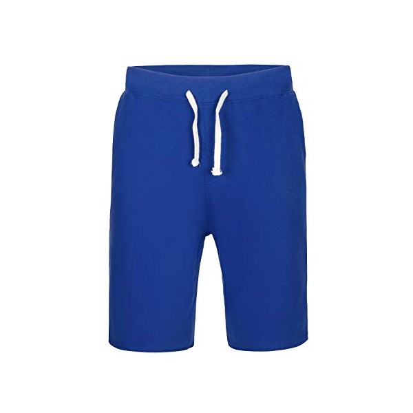 Premium Wear Men's Casual Soft Cotton Elastic and Drawstring Fleece Jogger Gym Active Pocket Shorts Royal Blue