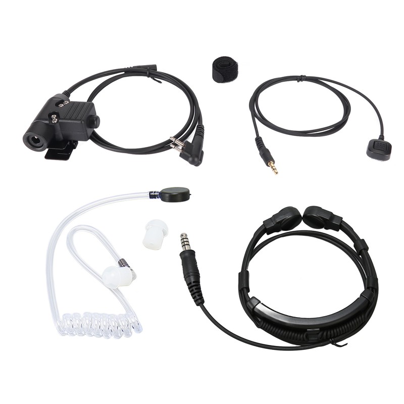 Throat Mic Earpiece 7.1mm Plug with Finger PTT Portable for