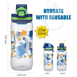 Opard 500 ml Children's Drinking Bottle, with Leak-proof Flip-Top Lid, Reusable BPA-Free Tritan for School and Travel