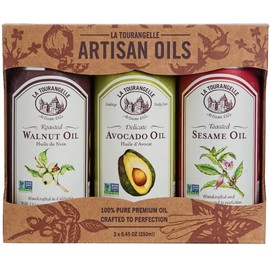 La Tourangelle, Favorites Trio of Oils - Roasted Walnut Oil, Avocado Oil, Toasted Sesame Oil, Gift Set, 8.45 fl oz (Set of 3)