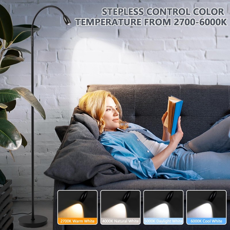 Reading Floor Lamp, 72" Tall LED Lamp with Flexible Gooseneck,