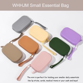 WHHJM Small Silicone Multifunctional Essential Bag Portable Travel Makeup Bag for Women Men Cards Cash Bag Zipper Pouch (Light Pink)