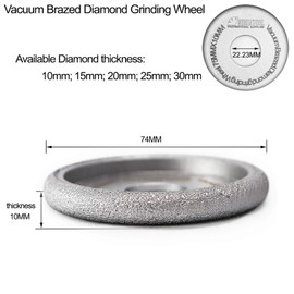 SHDIATOOL 3 Inch Profile Hand Diamond Wheel Height 10mm Convex Curve Edge Grinding for Stone Marble Granite Rock