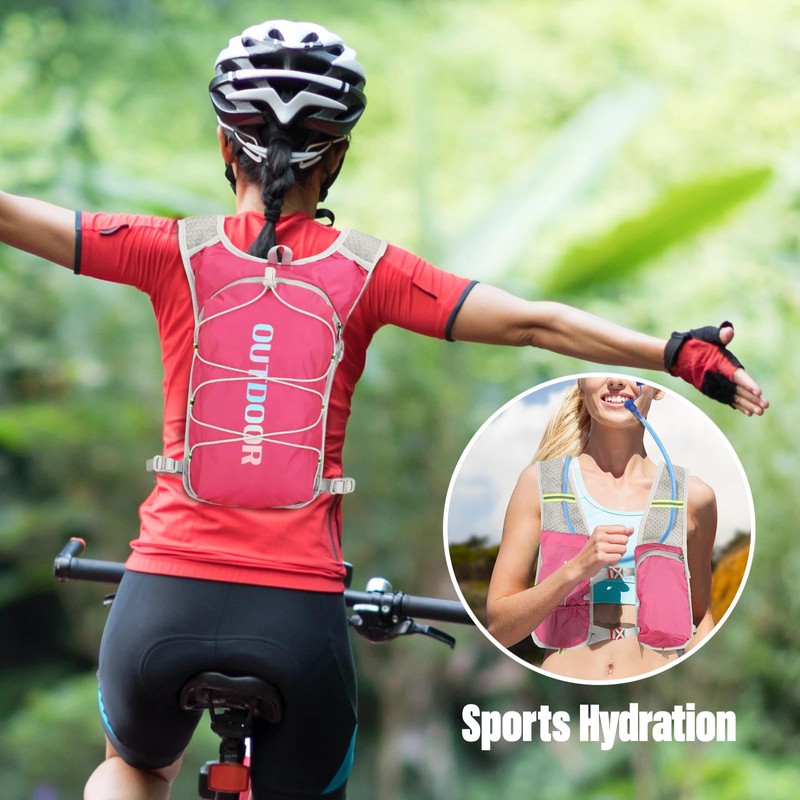 Sahunfri Women's Running Vest Pink, Lightweight Hydration Backpack with 250ml