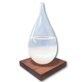 fullion Storm Glass Drop L Storm Glass with Wood Base
