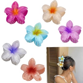 6 Pcs plumeria flower hair claw clips, blumen haarklammer, rutschfeste kunststoff acryl haarspangen groß für dickes dünnes haar, haarstyling-zubehör für frauen mädchen (A)
