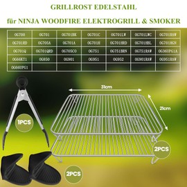 HAIWILL Pack of 2 Stainless Steel Cooking Grates for Ninja Woodfire Electric Grill & Smoker, Grill Accessories Compatible with Ninja Wood Fire OG701EU OG751EU 7-in-1 Outdoor Grill, Dishwasher Safe