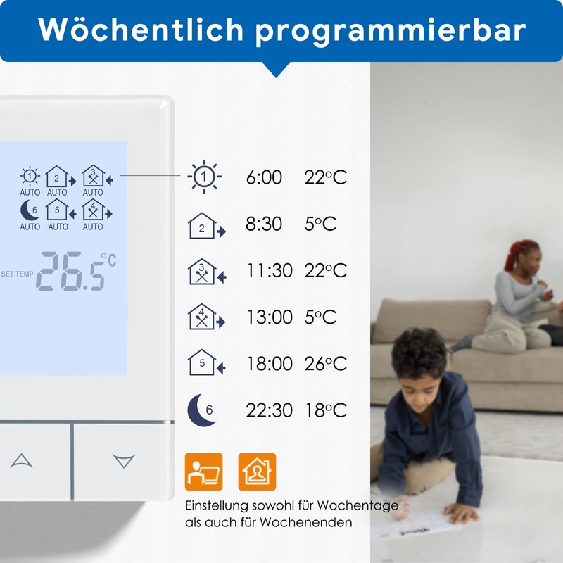 Beok Thermostat Underfloor Heating Water Thermostat Heating Digital Room Thermostat