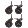3" Black Nylon Swivel Casters Smooth Stem Two Locking Two
