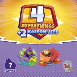 SUPERTHINGS RIVALS OF KABOOM Series 9 - Guardians of Kazoom - Pack of 4 SuperThings (Including 1 Silver Captain) and 2 x Kazoom Jets - 1/6