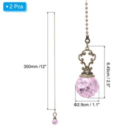 PATIKIL Ceiling Fan Pull Chain, Pack of 2, 25 Inch Decorative Ball Pendant Chain Extension, Charm Extension Pull Rope for Ceiling Fans, Light Lamp, Pink