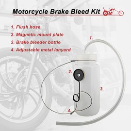 ABN Motorcycle Brake Bleeder Kit - 16 oz Manual Brake Bleeding Kit with Magnet Mount and Brake Bleeder Bottle