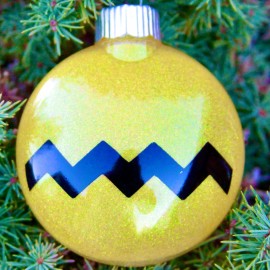 Handmade Charlie Brown Shirt Handmade Glitter Ornament Holiday Bauble Snoopy