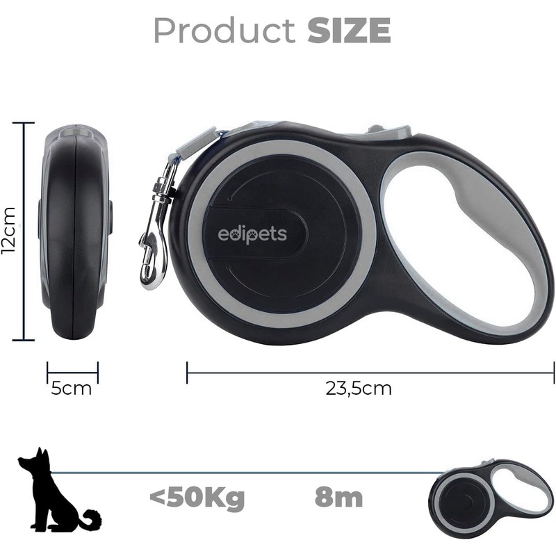 Edipets, Dog Lead, Extendable, Retractable, 3, 5 and 8 Metres,
