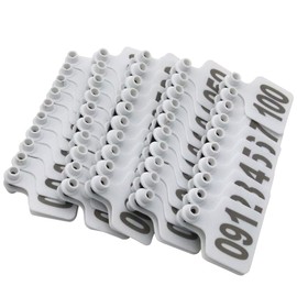 Cattle Ear Tags 001-100 Number Plastic Livestock Animal Tag for Cows Ear Tag Applicator Kit (White) (White)