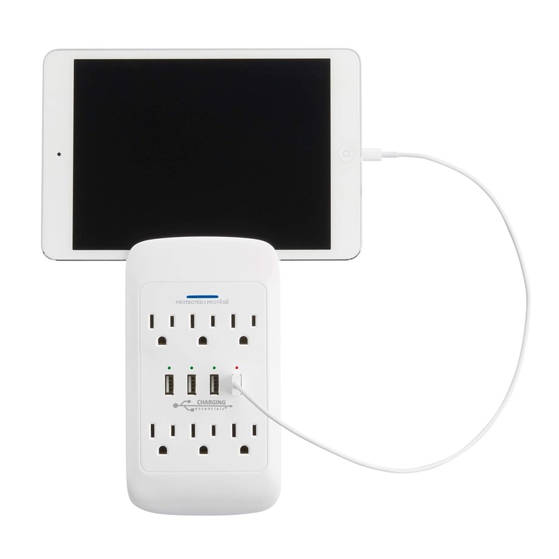 6 AC Outlets + 4 USB Ports Wall Tap Charging