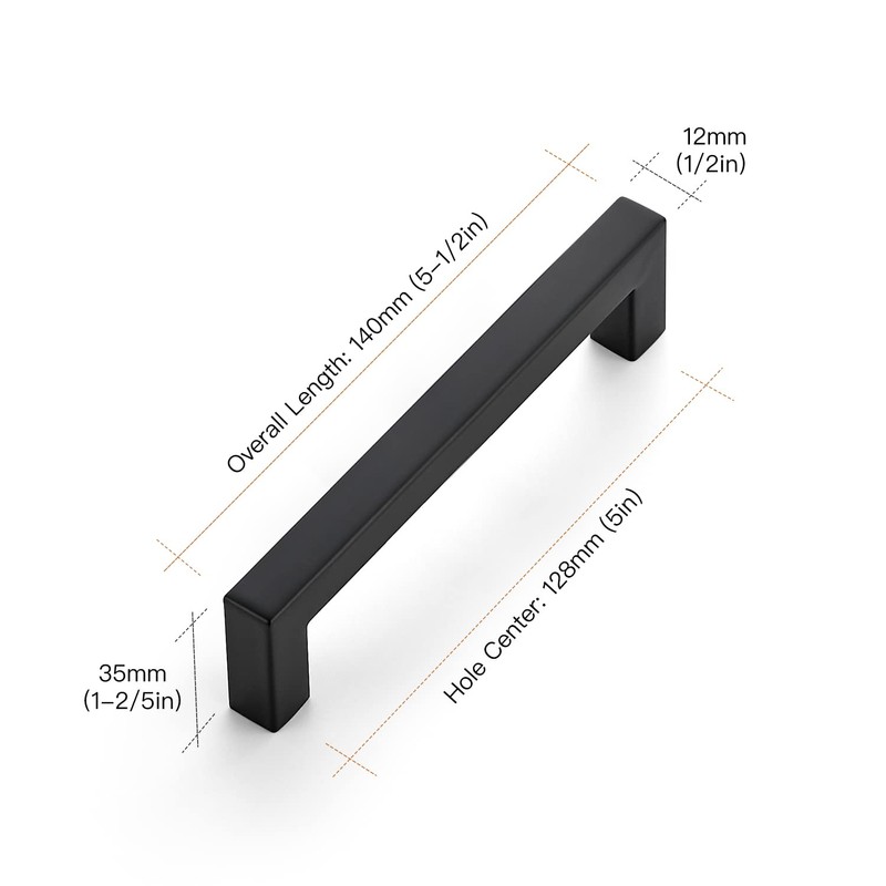 Ravinte 25 Pack 5 Inch Kitchen Square Cabinet Handles Matte