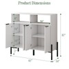 White Buffet Cabinet with Storage, Fluted Storage Cabinet with Doors