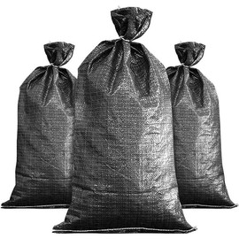 Empty Black Sandbags with Ties 16" x 25" - Woven Polypropylene Sand Bags, Sandbags for Flooding, Sand Bags Flood Protection(10 Bags) - Color: 1 Count (Pack of 10)