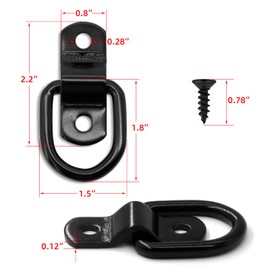 KOPKIO 12PCS D Ring Cargo Tie Down Anchors 1/4" D-Rings Tie Down Lashing Ring for Trailer Truck Pickup Camper Surface Mount,Heavy Duty Tie Down Ring 2400 Pound Capacity