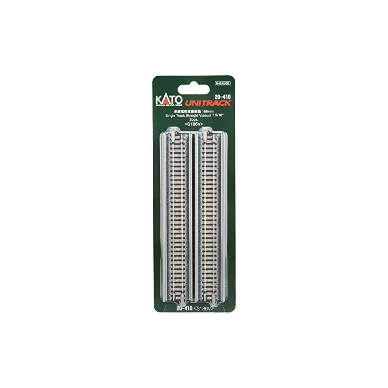 Kato N Gauge Single-Line Elevated Straight Track 186 mm, 3-Pack, 20 – 410 Railway