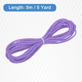 MECCANIXITY Twisted Cord Trim, 5 Yard 3.5mm 3-Ply Twine Braided Rope Shiny Thread String for Craft Gift Bag Curtain Christmas Decor, Light Purple - 5m
