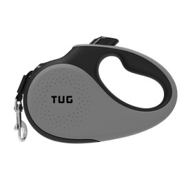TUG 360° Tangle-Free Retractable Dog Leash with Anti-Slip Handle | 16 ft Strong Nylon Tape | One-Handed Brake, Pause, Lock (Large, Grey)