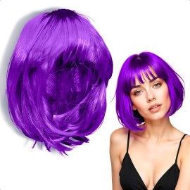 Peluca Corta Lacia Color Morado de Fantasía Accesorio para Fiestas Las De La Intuicion Color Lila GRUPO CARNAVALLIA