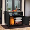 GAOMON Patio Outdoor Wicker Storage Cabinet with Shelf,Powder Coated Steel,Patio