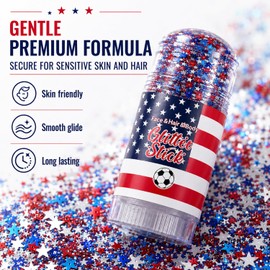 4th of July Glitter Stick,Patriotic Face & Body Glitter Stick,Waterproof Face Glitter,Fourth of July Red White and Blue Glitter for Women,Memorial Day(2PCS-01)