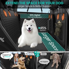 Sangoodier Back Seat Extender for Dogs, Waterproof Dog Car Seat Cover for Back Seat, Hold up 400lbs Detachable Hard Bottom Heavy Duty Dog Hammock for Car, SUV, Truck