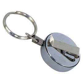PR-METALREEL Key Reel with Clip, Small Key Ring, Keyring, Keychain, Cord, Fishing, Camping, Outdoors, Stretchable, Stretchable