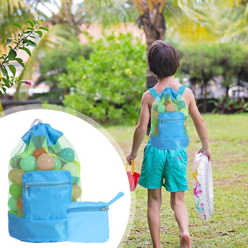 1Pc Large Mesh Bag, 1Pc Small Square Mesh Bag, Beach