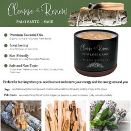 The Good Mantra Co. | Cleanse & Renew Smudge Candle | Palo Santo & Sage | Energy Cleansing | Positive Vibes