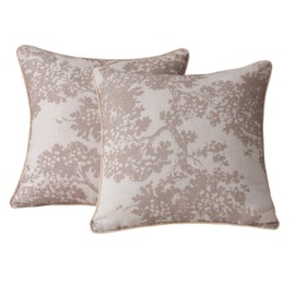 Vintage Floral Linen Throw Pillow Covers 18x18 Set of 2 Nature Pattern Textured Couch Pillows French Country Accent Art Deco Decorative Pillow Cases for Bed Living Room Throw Cushion Beige