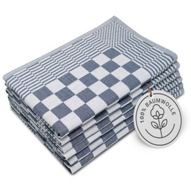 ZOLLNER 352 Tea Towels, 65 x 65 cm, 100% Cotton, 236 g/m², Set of 6, Blue