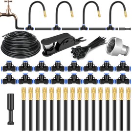 MorningRo 98 ft Bendable Drip Irrigation Kit 360 Degree Adjustable Automatic Watering System with 5/16 Inch Tubing Hose Misting Nozzles Faucet Adapter Install Adapters for Garden Flower Bed Greenhouse